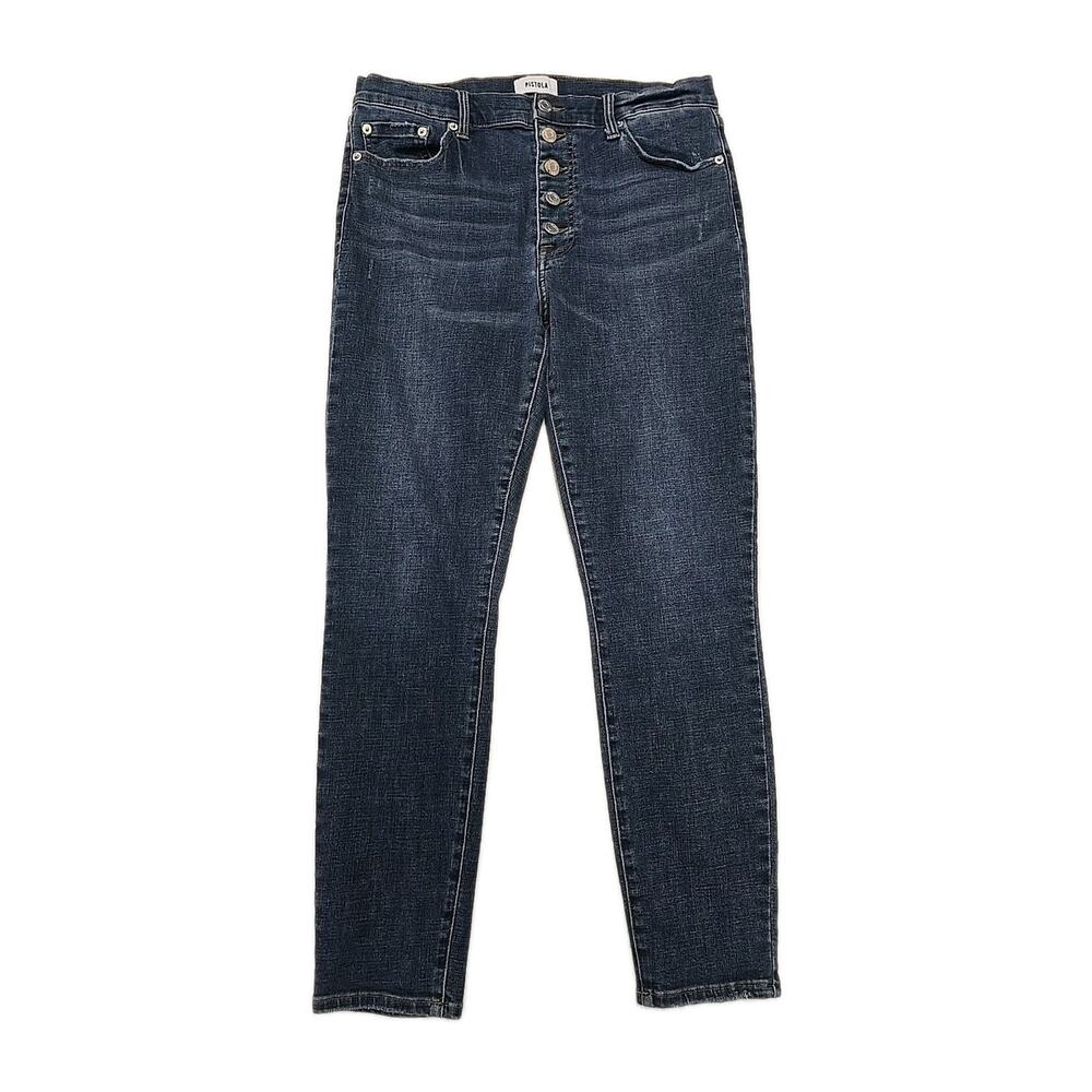 PISTOLA Aline High Rise Skinny Jeans Belmont Dark Wash Button Fly Women's 30